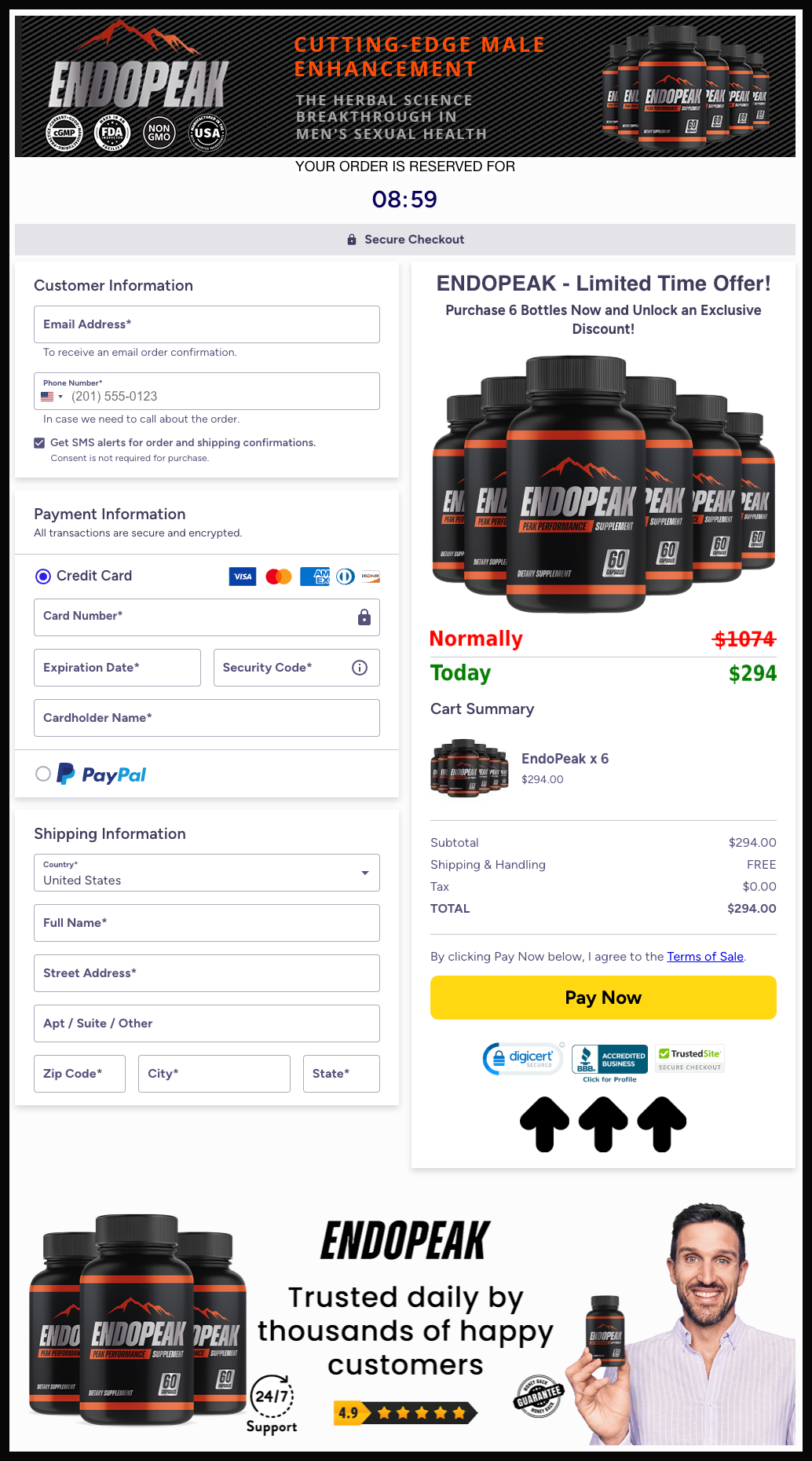 EndoPeak Official Website Secure Order Page